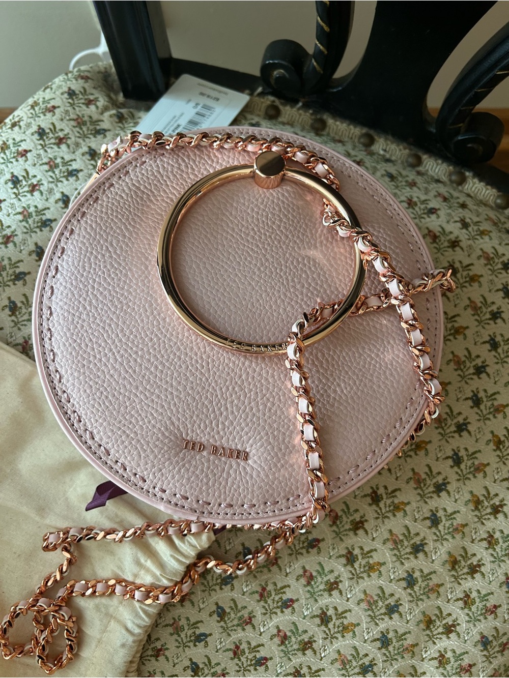 Ted Baker Blush Pink Round Ring Crossbody Bag with Storage Bag